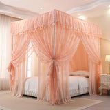 French Style Luxury Princess Mosquito Net Double Layer Bedding 3 Side Openings Post Bed Curtain Canopy Netting NO Bracket