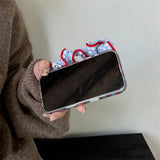 Classic Senior Korean Woven Pattern Phone Case with Colorful Ball Lattice Wristband for iPhone 17 16 15 14 13 Pro Max Back Cover