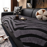 Leopard Pattern Thick Plush Sofa Cover, Irregular Couch Cover, Velvet Furniture Protector, Non-slip Seat Cover, 3 Seater