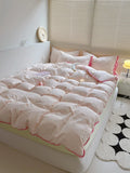 Pure Cotton Four-Piece Bedding Set Iceberry Soft Pastel Pink escent Sle Durable Tead Count 33x72 Bedding Kit
