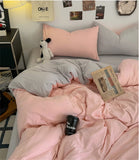 Solid Color Bedding Set Twin Full Queen Size Bed Flat Sheet Soft Kids Adults Duvet Cover Set Quilt Cover Pillowcases Bed Linen