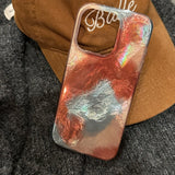 Korean INS Gradient Color Ripple Texture Double Layer Chic Phone Case for iPhone 16 15 14 13 Pro Max Back Phone Cover Capa