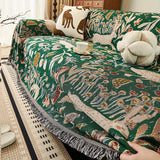 1pc Jungle Bunny Pattern Sofa Towel All-cover Jacquard Sofa Throw Blanket With Tassels Couch Protector Four Seasons Universal