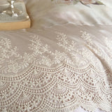 4Pcs Lyocell Soft Silky Cooling Vintage Lace Ruffles Floral Prints Bedding Set Duvet Cover Bed Sheet/Fitted Sheet Pillowcases