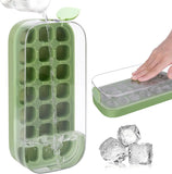 New Ice Cube Tray with Lid and Bin 21 Pcs Quick-Fill No-Touch Ice Cube Mold for Summer DIY Freezer Cocktail Tea Whisky Ice Box