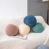 Hot Funny Plush Round Wool Cushion Living Room Decor Throw Pillow Solid Color Stuffed Sofa Pillow Office Waist Rest Throw Pillow