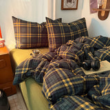 Retro Academia Bedding Set Plaid Duvet Cover Set Soft Flat Sheet Single Twin Size Double Bed Sheet Set For Bedroom