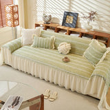 Elegant Solid Sofa Towel with Skirt Edge High-Quality All-Cover Easy-Care Dust Cover Four Seasons Home Textiles for Living Room