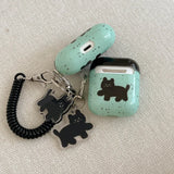 Korea Splashing Ink Black Cat With Pendant For AirPods 1 2 3 Earphone Accessories Soft Cases For AirPods Pro 2 Protection Cover