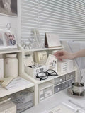 INS Stationery Desk Organizer Stackable Desktop Storage Box Clear Plastic Office Supplies Jewelry Storage Case for Books Sundry