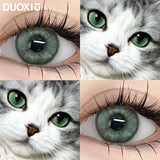 1Pair Color Contact Lenses New Product Lan Cat Sclera Blue Green Lenses Degree Prescription -0.00 to -8.00 Beauty Pupils