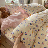 Ikeehome  new class A super soft washable four-piece cartoon quilt cover dormitory bed sheet three-piece bedding