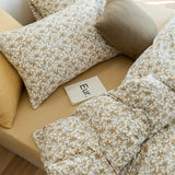 American Sle Floral Cotton Knitted Bedding Set 4pcs Pure Cotton Retro Sle Soft Breathable Comforter Cover eet