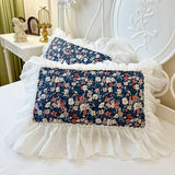 2Pcs Romantic French Pure Cotton Princess Style Pillowcases Lace Vintage Pillow Cover Cushion Ruffles Pillow Sham 48*74cm