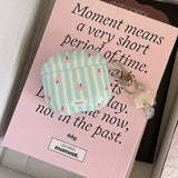 Korea cute blue stripe apple pattern ring pendant soft protection cover case for airpods 1 2 3 4 pro 2 earphone shell lovely