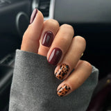 24Pcs False Nails Press on Nail Leopard Print Cat Eye Design Spicy Girl Square Acrylic Nails Wearable Cool Glitter Fake Nail Art