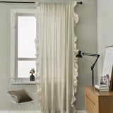 1 PC Buffalo Plaid Ruffle Curtains Semi-sheer Shabby Drapes Chic Rod Window Pocket Curtain for Bedroom Living Room Kitchen Decor