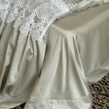 Vintage Embossed Jacquard Large Lace Ruffles Bedding Set 1000TC Egyptian Cotton Duvet Cover Flat/Fitted Sheet Pillowcases 4Pcs