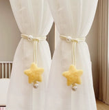 2PC INS-style Cute Three-dimensional Plush Star Bead Curtain Tie – Multi-purpose Rope for Children Room, Mosquito Net