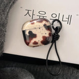 Gradient transparent animal graffiti TPU protection cover with keychain anti loss rope case for airpods 4 3 2 1 pro 2 soft cases