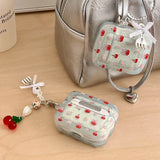 Cherry Wavy Earphone Case with Pendant For Airpods Pro 2 Pro2 Wireless Headphone Cover For AirPod 1 2 3 Air Pods Headset Box