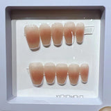 10Pcs Handmade Press on Nails Full Cover Pure Color Design French Ballerina False Nails Artificial Wearable Manicure Nail Tips