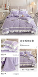 Elegant Lace Bedding Sets Luxury Bed Linen Korean Princess Style Washed Cotton Ruffle Duvet Cover Bed Sheet Pillowcases for Girl