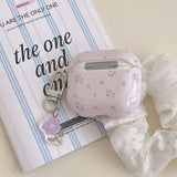 new earphone case for apple airpods pro 2 charging box protection cover purple flower fall prevention keychain for airpods 4 3 2