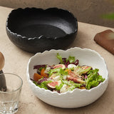 1Pc Irregular Ceramic Deep Plate Salad Plate Frosted Cold Dish Plate Fruit Salad Bowl Creative Western Dinner Plate Dessert Plate Suitable for Daily Meal, Light Salad Plate, Steak Plate, Pasta Plate