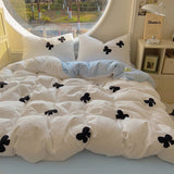 3pcs Duvet cover set (1*Duvet Cover + 2*Pillowcase, Without Core), Butterfly knot yarn embroidery Bedding Set, Soft Comfortable