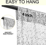 2 Panels Silver-Sequin Backdrops Sequin Fabric Sparkly Photography Backdrops Curtains for Party Wedding Background Decoration