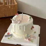 4-inch Pink Strawberry Mini Plastic Simulation Birthday Cake Model Decoration Showcase Dessert Sample Display Photography Props