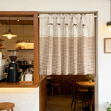 1PC Country-Style Checkered Small Window Short Curtain,Bow-Tie Splicing Design Half Curtain For Kitchen Door,Cabinet,Partition