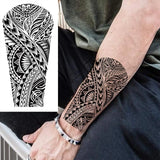 1 Sheet Compass Family Temporary Tattoos For Women Men Adults Flower Tribal Maori Totem Tattoo Sleeve Waterproof Temp Stickers