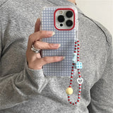 Crystal transparent white light painted fresh green black cat iPhone case with chain for iPhone 11 12 13 14 15 16 promax