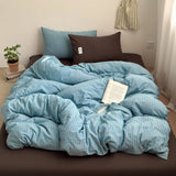 Simple Style Bedding Set Nordic Striped Duvet Cover Set 100% Cotton Flat Sheet Single Twin Size Double Bed Sheet Set For Bedroom
