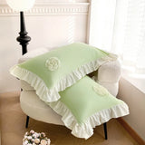 Korean Princess Style Flowers Lace Ruffles Bedding Set Comforter Queen King 4Pcs Duvet Cover Bed Sheet/Fitted Sheet Pillowcase