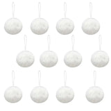 12Pcs Fluffy Christmas Plush Hanging Ball Solid Color Faux Fur Furry Pom Poms Hanging Pendant Decorative Durable