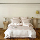 1000TC Egyptian Cotton Butterfly Flowers Embroidery Patchwork Bedding Set Duvet Cover Flat/Fitted Bed Sheet Pillowcases 4Pcs