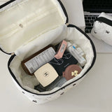 Fashion Cherry Tote Women Makeup Bag Portable Cute Ladies Cosmetic Toiletry Storage Pouch Handbag Cotton Quilted Zipper Bag