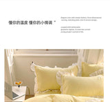 Korean Princess Style Bowknot Bedding Sets Lace Duvet Cover Fitted Sheet For Girl Woman Bedroom Decor Bed Linens Home Textiles