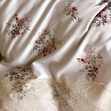 Vintage French Lace Flowers Print 1000TC Egyptian Cotton Luxury Bedding Set Duvet Cover Flat/Fitted Bed Sheet Pillowcases 4Pcs