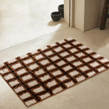 Vintage Tufting Geometric Bathroom Mat Soft Tufted Grids Bedroom Carpet Bedside Rug Floor Non Slip Tidy Pad Aesthetic Home Decor
