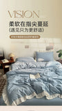 INS Princess Style Bedding Sets Ruffle Lace Bow Quilt Cover Home Romantic Bedclothes Decor Woman Girls Bedroom Duvet Cover 4pcs