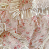 Luxury Princess Style 100% Cotton Bedding Set Floral Jacquard Lace Ruffles Duvet Cover Bed Sheet/Fitted Sheet Pillowcases 4Pcs