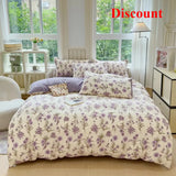 Ikeehome  Class A super soft jacquard cloud yarn cotton four-piece set, bed sheet, bed hat, quilt cover, student dormitory bed