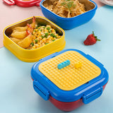 DIY Building Blocks Lunch Box for Kids Cartoon Bento Box with Spoon Lunch Bag for Kids Building Block Accessories