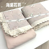 Princess Style Bedding Sets Ruffle Lace Bow Quilt Cover Romantic Print Bedclothes Home Decor Woman Girl Bedroom Duvet Cover 4pcs