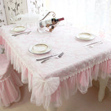 Korean Lace Tablecloth Garden Fresh Pink Bow Home Diningtable Cloth Rectangular European Wedding Decor Cloth