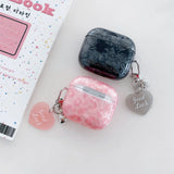 Black Pearl Shell Pink Leopard Print TPU Case Love Heart Pendant Protection Cover for Apple AirPods Pro 2 3 4 Silicone Cases